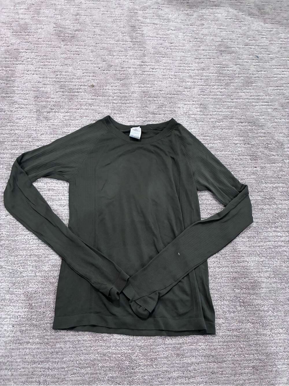 Old Navy Olive Ribbed Long Sleeve Crewneck Top